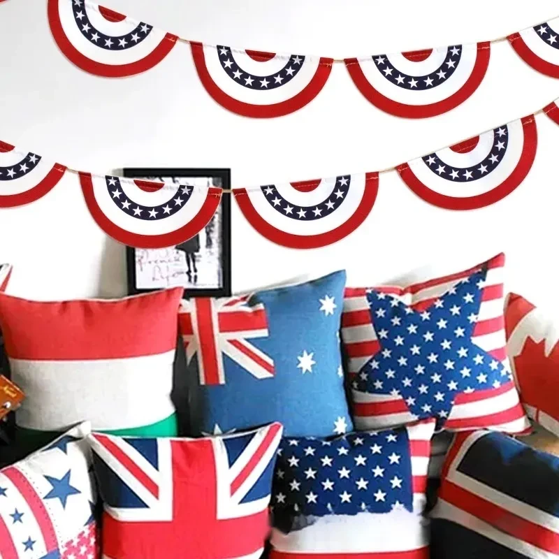 Holiday Party Decoration String Flags Banner Five-pointed Star Semicircle Hanging Flag