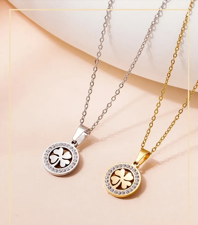 Round Hollow Titanium Steel Pendant Clavicle Chain