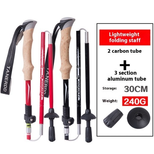 Outdoor Alpenstock Ultralight Retractable Folding Hiking