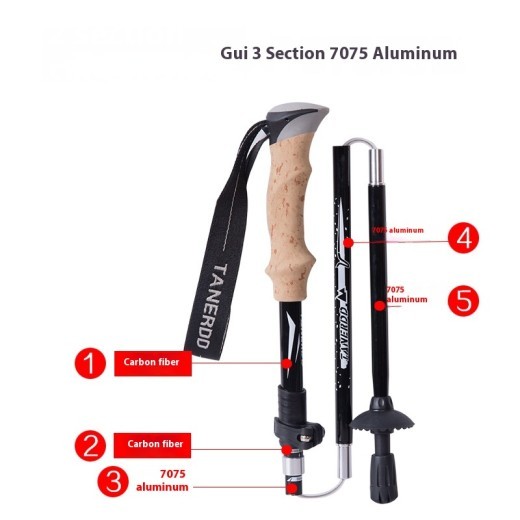 Outdoor Alpenstock Ultralight Retractable Folding Hiking