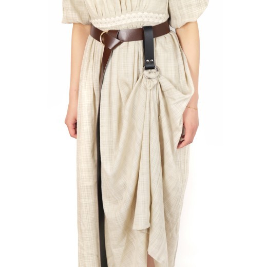 Women's Hiking Pleated Skirt Leather Metal Double Ring Buckle