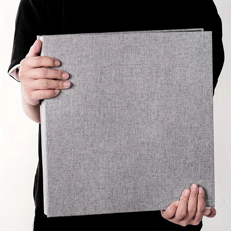 Luxurious Linen Cover DIY Photo Album - Self-Adhesive Magnetic Scrapbook with 40 Pages, 11x10.6 Inch