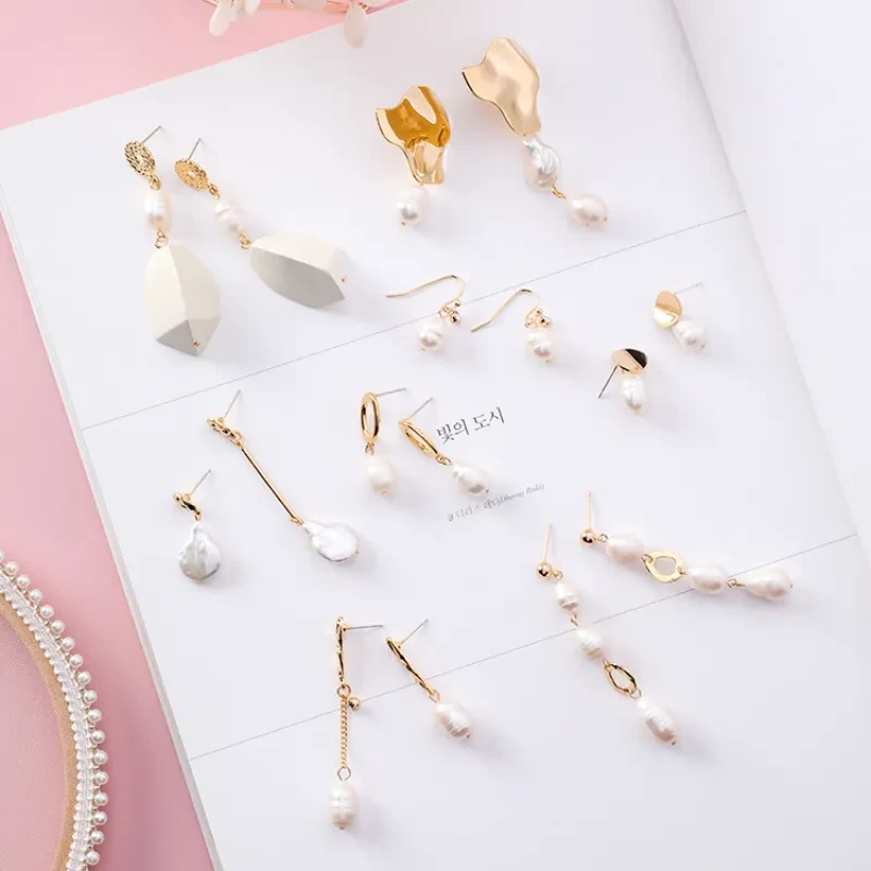 Vintage geometric metal pearl