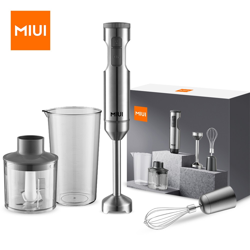 MIUI Hand Immersion Blender  1000W 4-in-1 Stainless Steel Food Mixer with 700ml Beaker & 500ml Processor