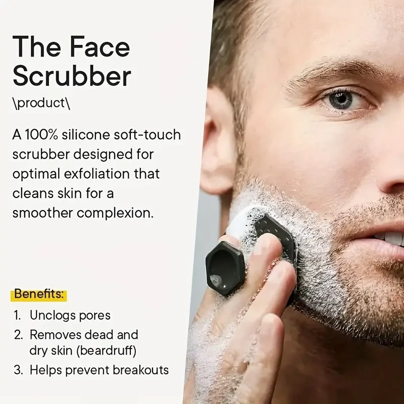 Silicone Face Scrubber for Men - Gentle Exfoliator Pad & Massager