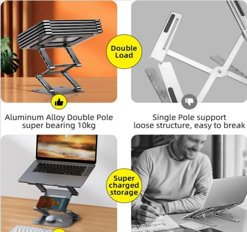 Ergonomic Adjustable Laptop Stand - Portable, Foldable Design for 25.4-43.18cm Notebooks & MacBooks