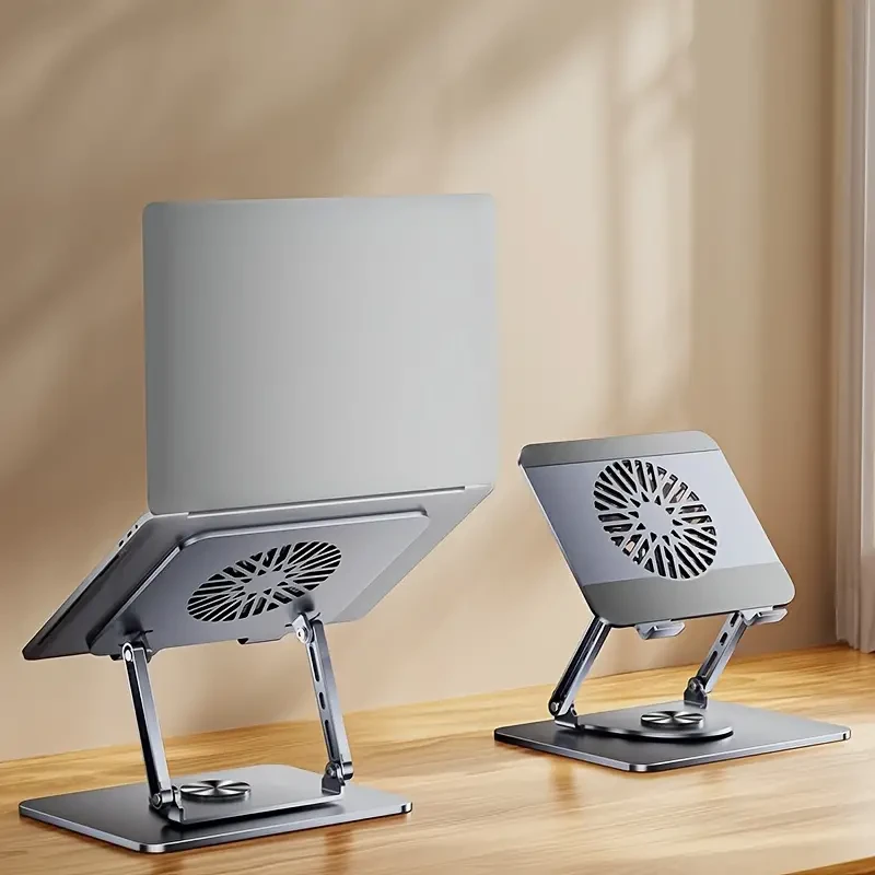 Carbon Steel Laptop Stand, Adjustable Angle, 360-Degree Rotation, Anti-Rust Rectangular Design