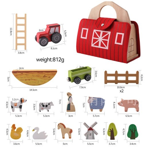 Barn Suit Wooden Building Blocks Cognitive Early Education Enlightenment Toys