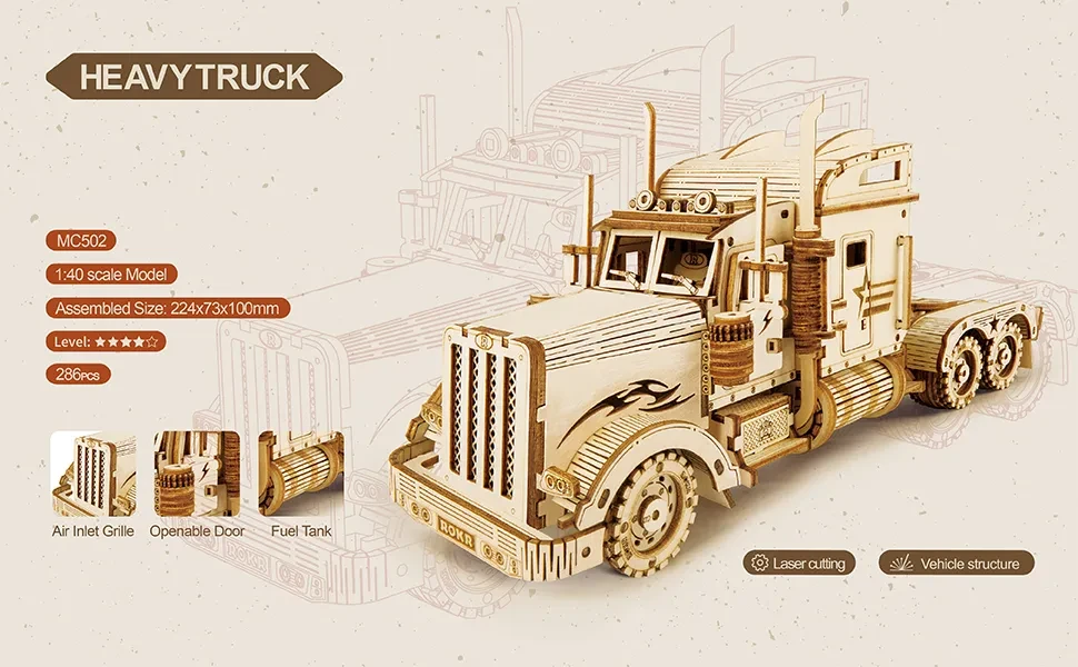 ROBOTIME 3D Wooden Puzzle Car Model Series DIY Model Mechanical Kits Xmas Gift MC401 MC501 MC502 MC701