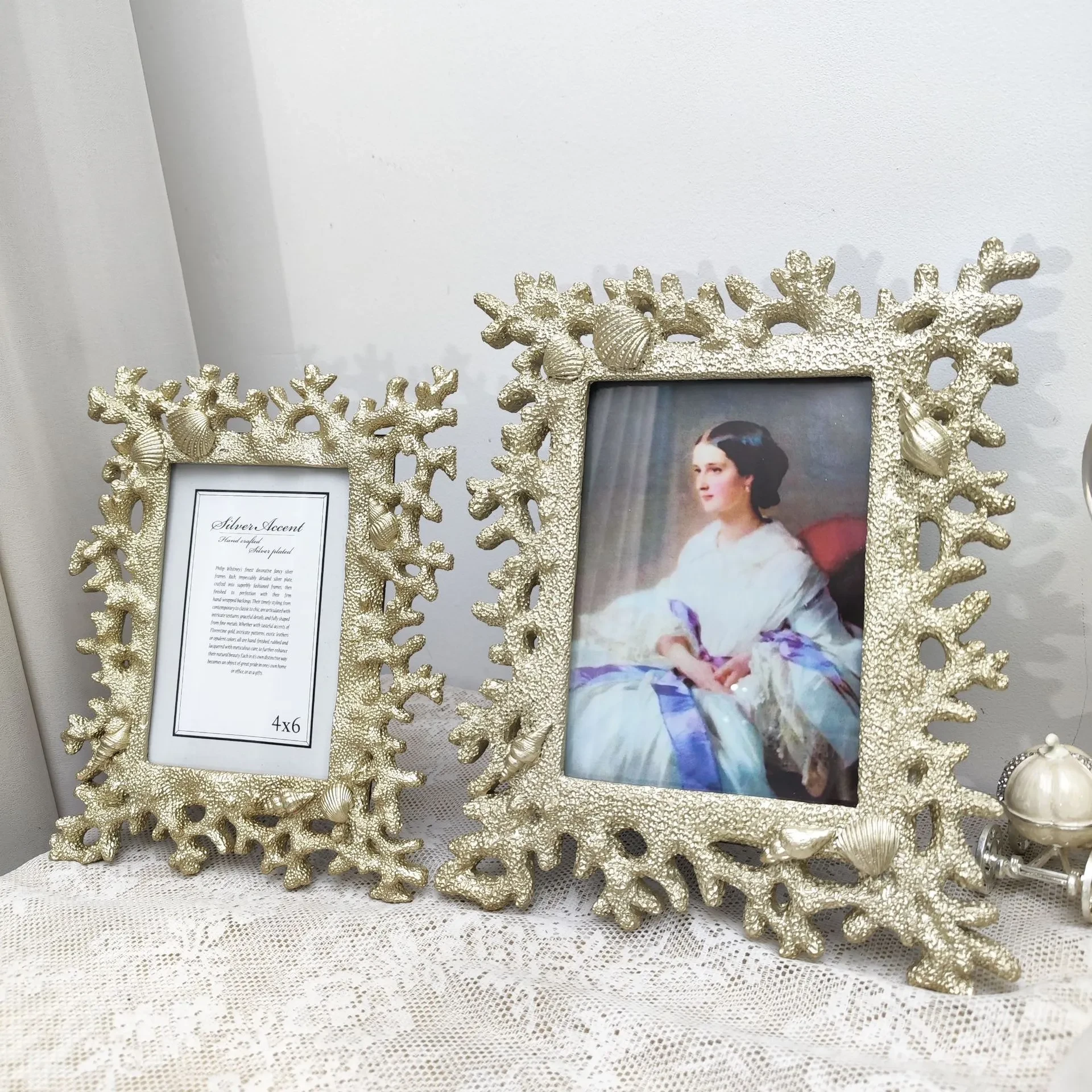 Resin Golden Coral Shell 6-inch 7-inch Photo Frame