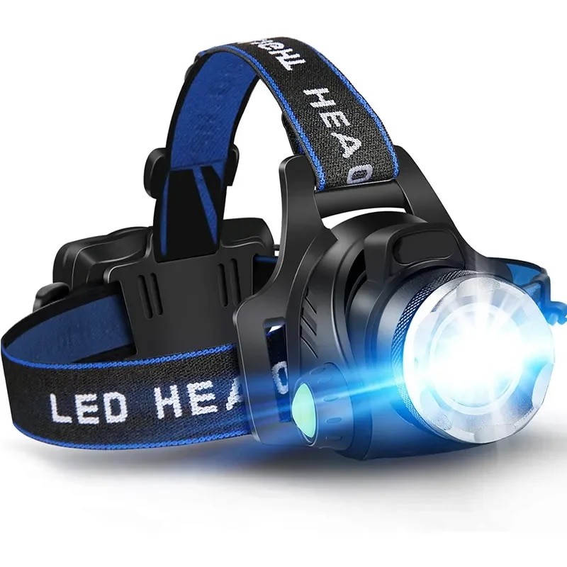 Rechargeable LED Headlamp  Powerful, Zoomable, Waterproof Headlight