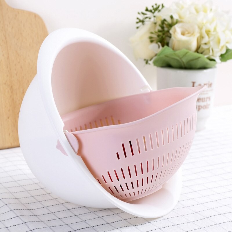 Double-Layer Rotating Fruit and Vegetable Draining Basket