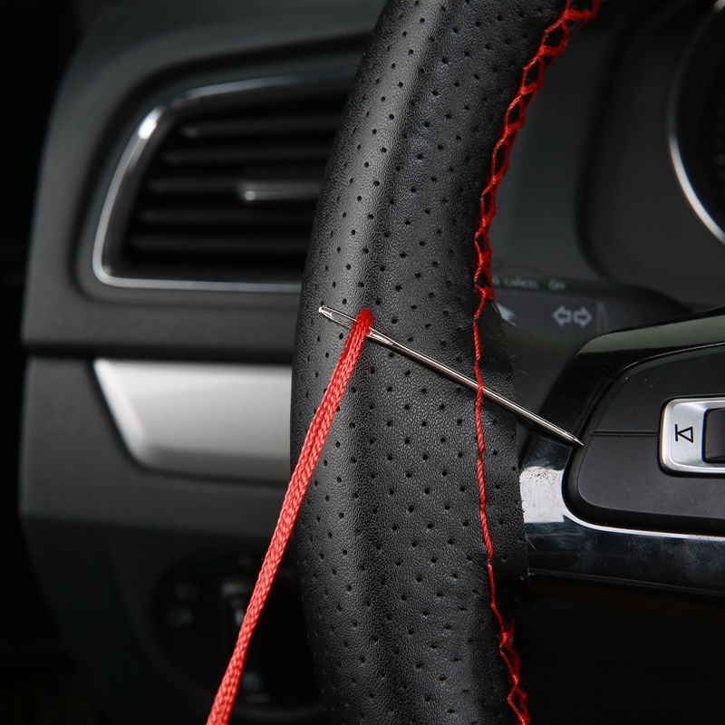 DIY Artificial Leather Steering Wheel Cover Kit  Soft Texture, Needles & Braid Thread