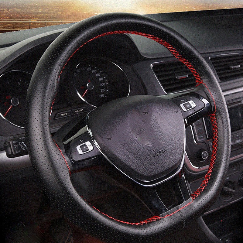 DIY Artificial Leather Steering Wheel Cover Kit  Soft Texture, Needles & Braid Thread