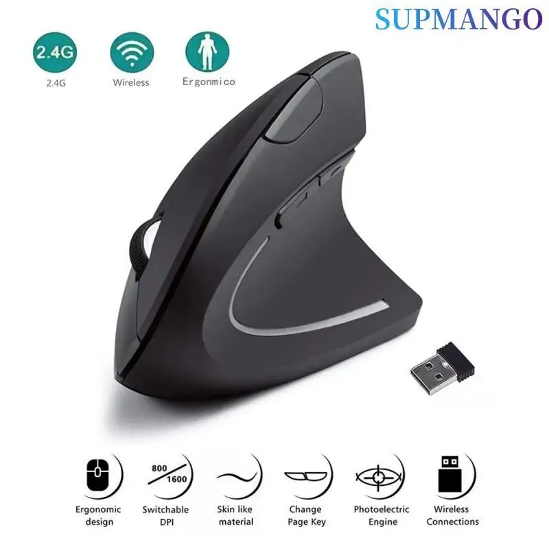 Ergonomic Vertical Wireless Mouse  2.4GHz Optical Mouse