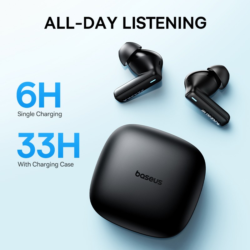 Baseus Bowie E19 Wireless Earphones  Bluetooth 5.3, Big Bass, 12mm Drivers, IPX5 Waterproof with 33H Battery Life