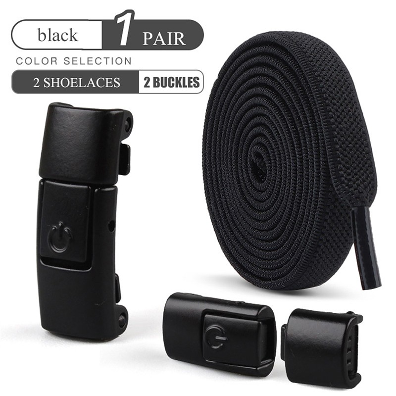 8mm No-Tie Elastic Shoe Laces with Press Lock Widened Flat Shoelaces
