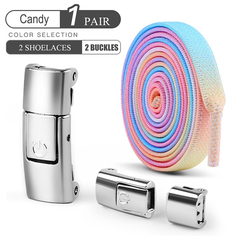 8mm No-Tie Elastic Shoe Laces with Press Lock Widened Flat Shoelaces