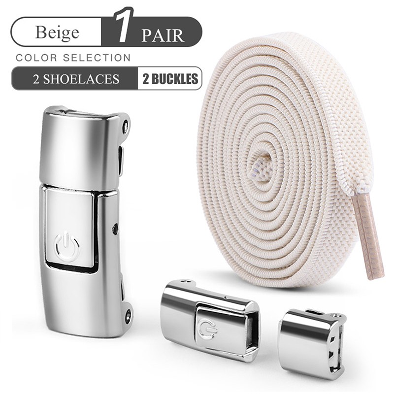 8mm No-Tie Elastic Shoe Laces with Press Lock Widened Flat Shoelaces