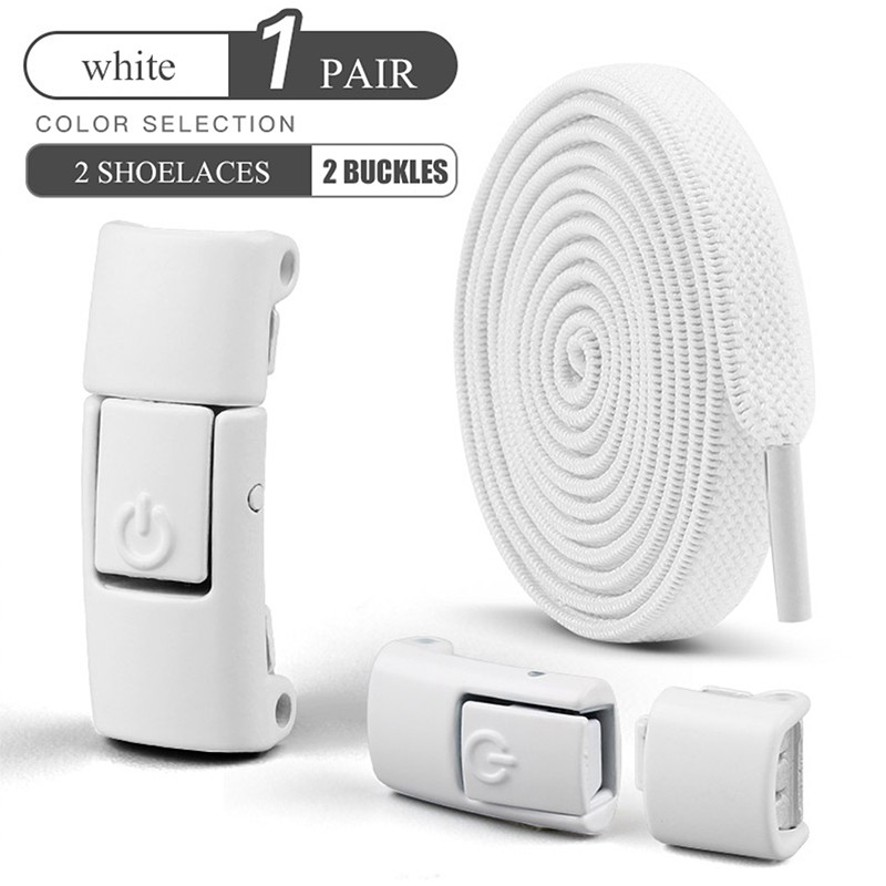 8mm No-Tie Elastic Shoe Laces with Press Lock Widened Flat Shoelaces