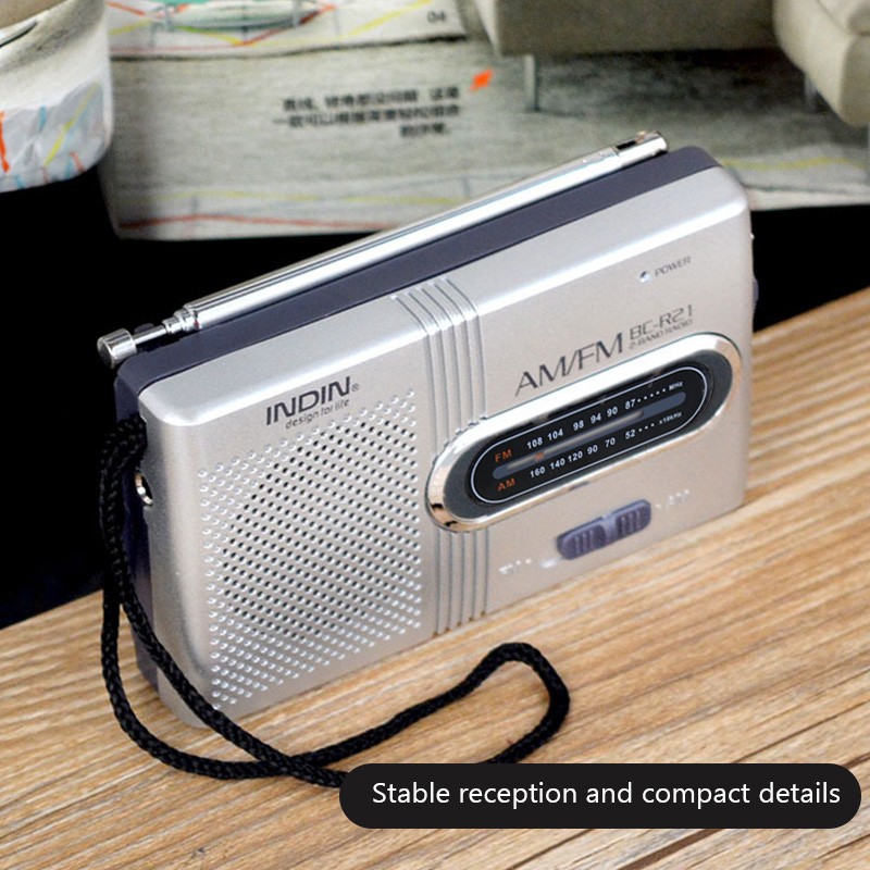 BC-R21 Portable AM/FM Radio Receiver with Built-in Speaker & 3.5mm Headphone Jack