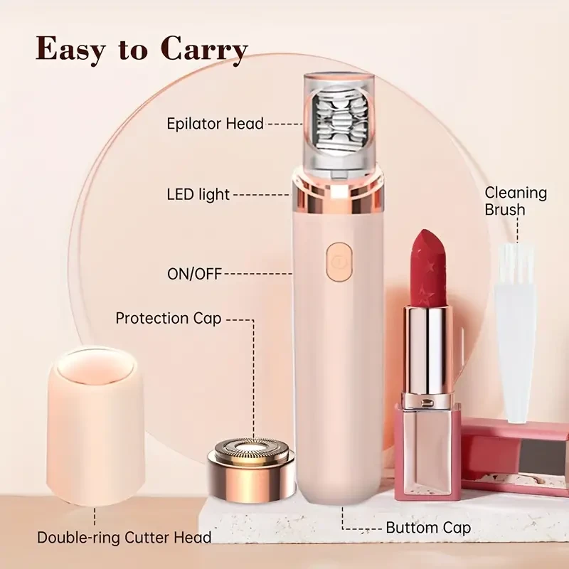 Conduroma 2-in-1 Electric Epilator & Shaver for Women, USB Rechargeable Facial Hair Removal, 18 Tweezers Precision Trimmer for Face, Legs, Bikini, Arms, 4-12V Operating Voltage, 350mAh Lithium Battery