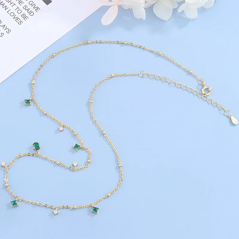 Generous water drop emerald zircon necklace