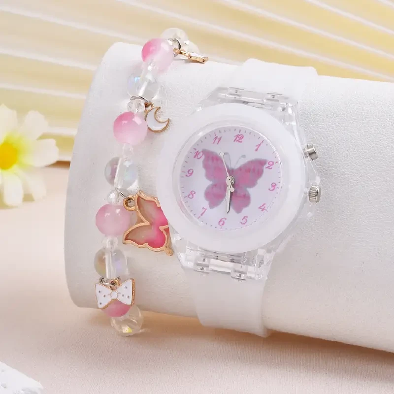 2pcs/set Cartoon Butterfly Watch & Bracelet Set