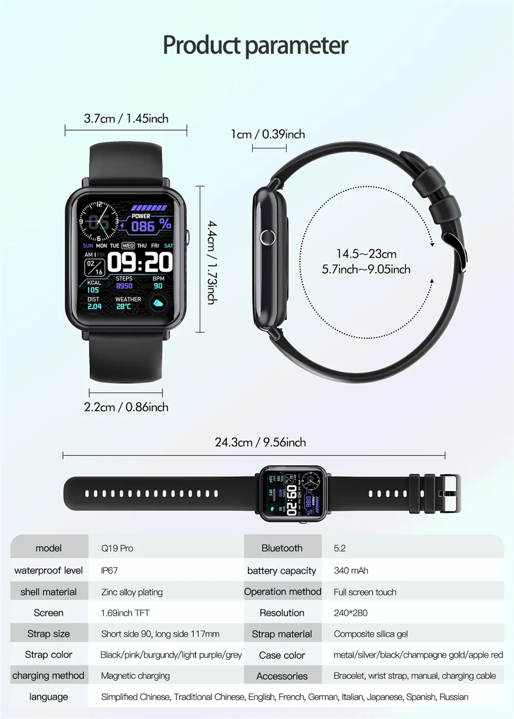 Zinc Alloy Smart waterproof watch