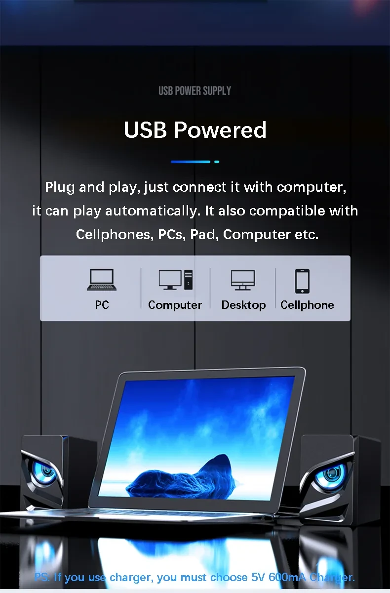 Maneuverable Desktop Computer Sound Bar Speakers