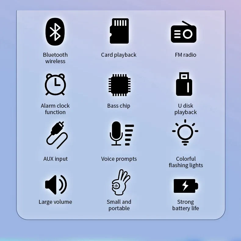 Colorful lights, dual speakers, digital buttons,