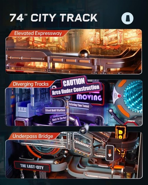 ROBOTIME 3D Puzzle Model Kit To Build Last City, Marble Run LED Glow In The Dark MR01S