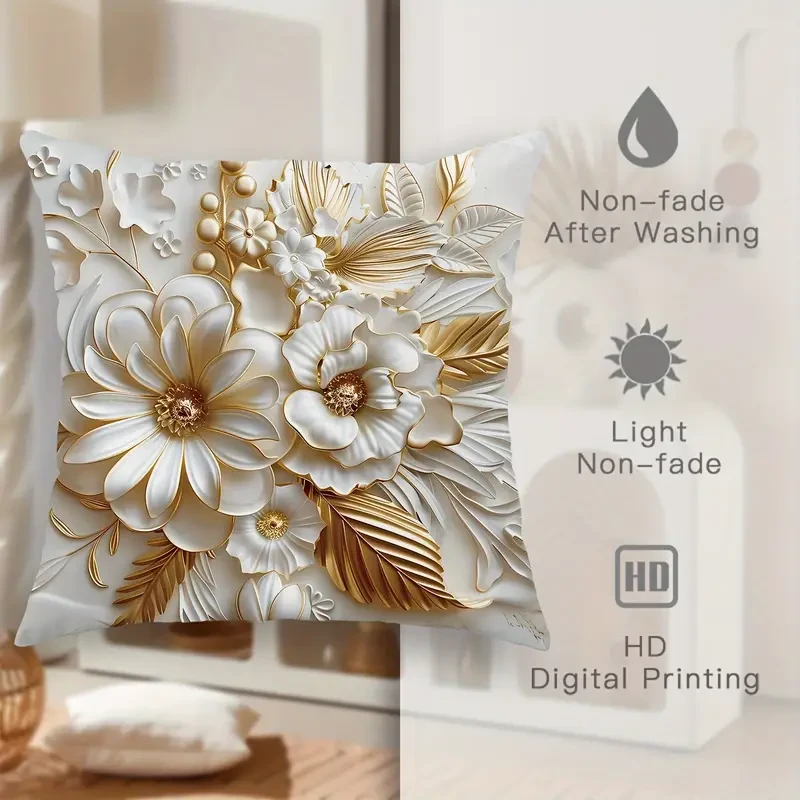 4pcs, Luxurious Velvet 3D Floral Pattern Throw Pillow Covers