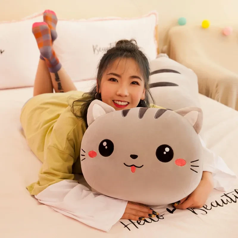 Foreign Trade Export Plush Toy Online Store Lying Down Happy Cat Pillow