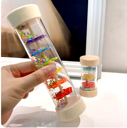 Montessori Baby Rain Stick Rainbow Hourglass