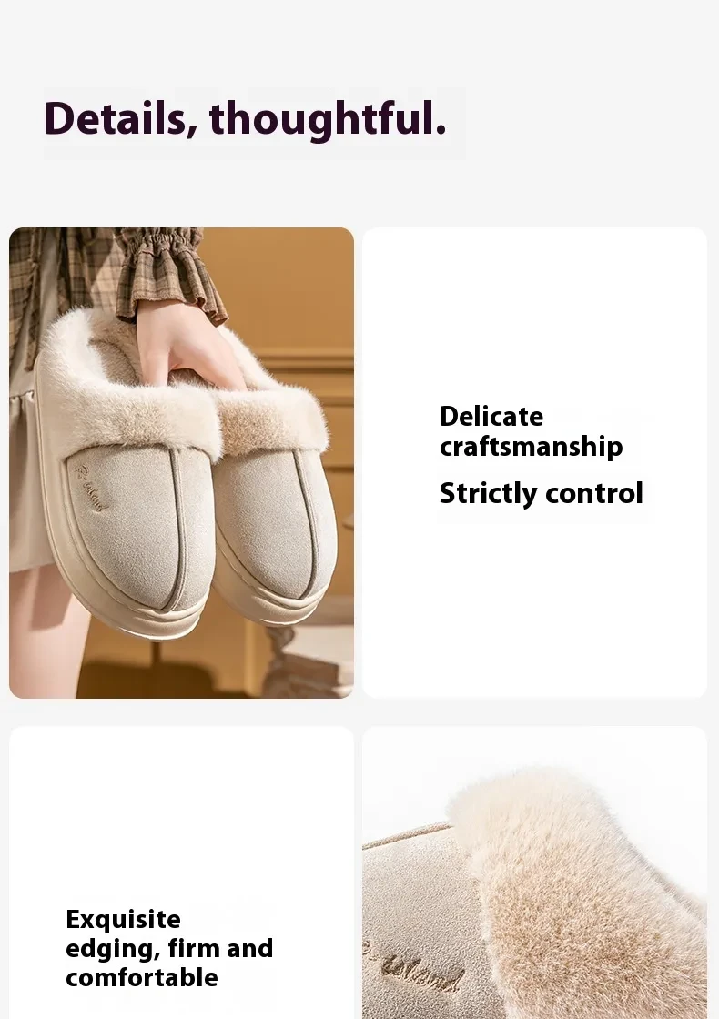 New Winter Cosy Warm Couple Style Concise Fluffy Slippers Women Men Non-slip Soft Slides Indoor Mule Ladies' Home Cotton Shoes