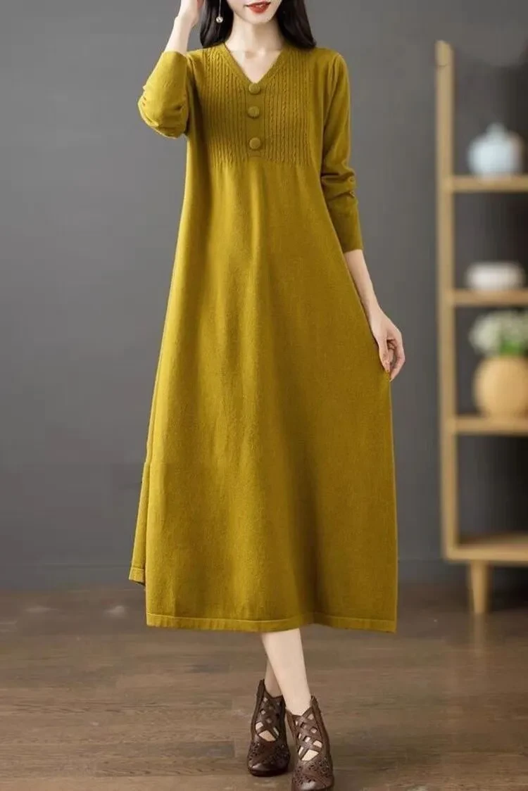 Autumn And Winter New Knitted Women's Wool Dress