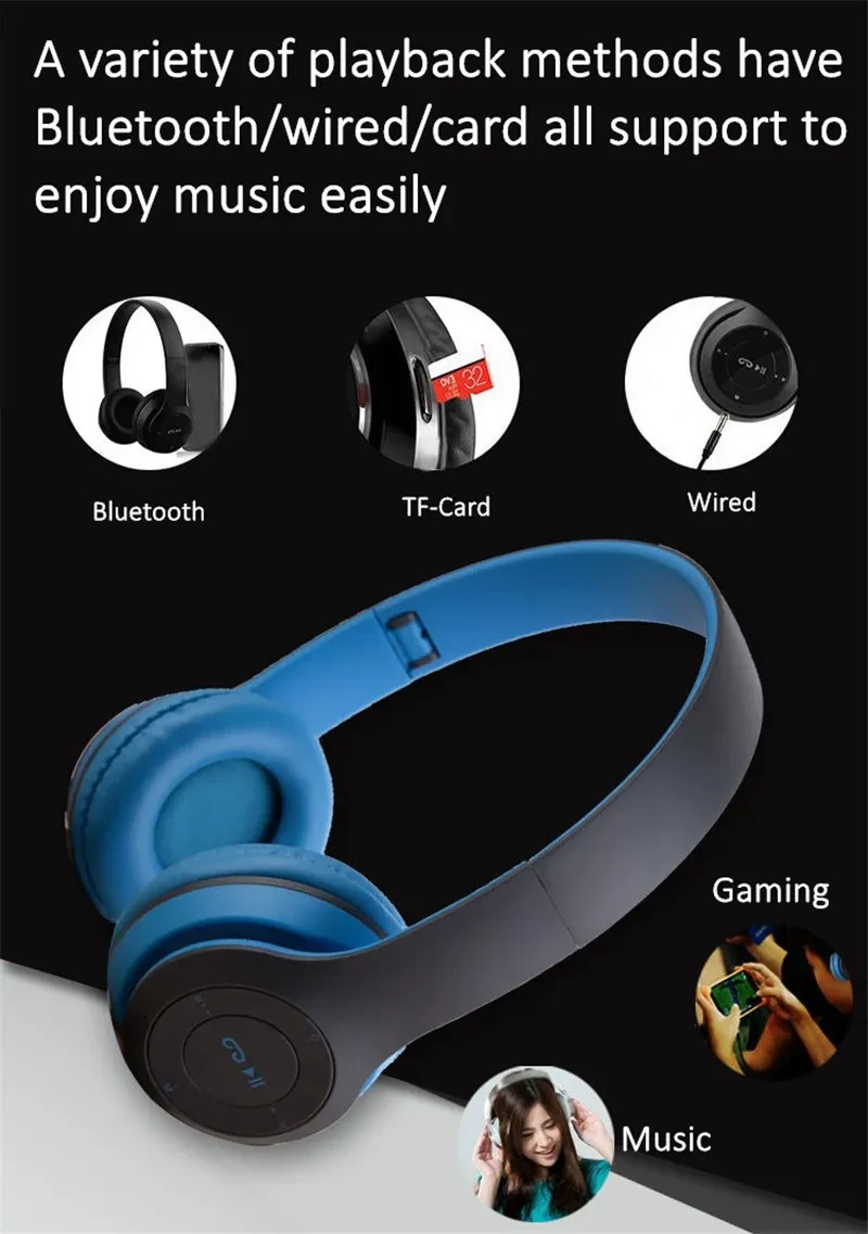 Wireless Headset Foldable Stereo Bass