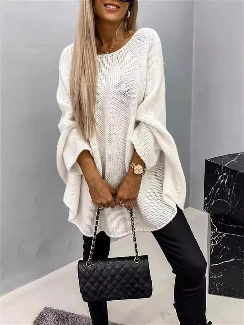 Winter Loose Batwing Sleeve Pullover Sweater Fashion Oversized Knitted Shawl Sweater Tops For Women Clothing