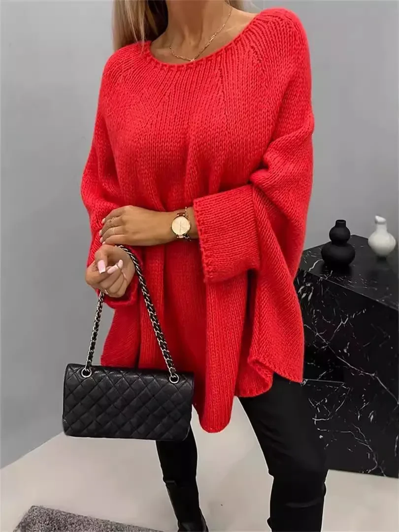 Winter Loose Batwing Sleeve Pullover Sweater Fashion Oversized Knitted Shawl Sweater Tops For Women Clothing