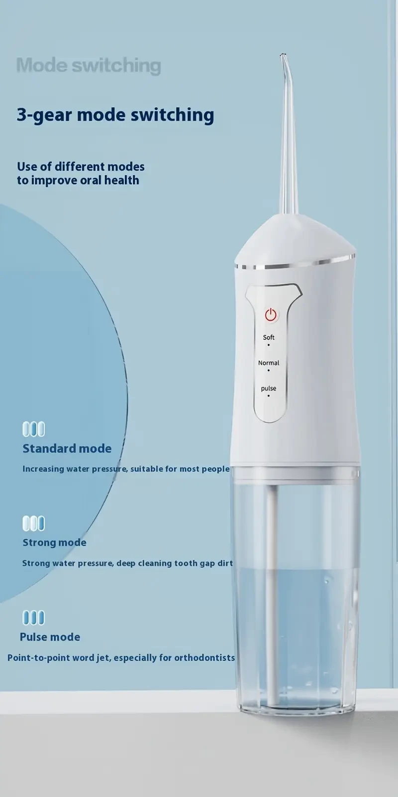 Rechargeable Cordless Water Flosser with 4 Nozzles - USB Powered, 360 Rotating Spray Head for Deep Cleaning Teeth & Gaps, Perfect Holiday or Christmas Gift