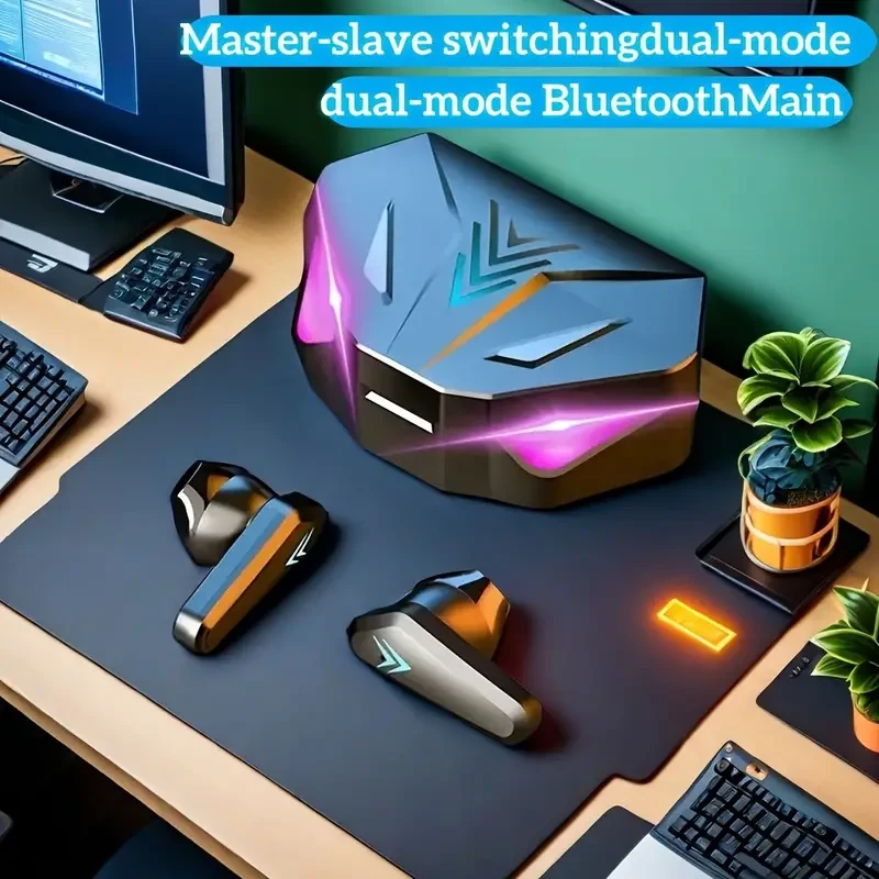 1 Pair TWS Wireless Earbuds, Stereo In-Ear Headphones with LED Display, Touch Control Mic, Smart Hall Switch, Rechargeable Battery, Compatible with Phones, for Sports and Gaming