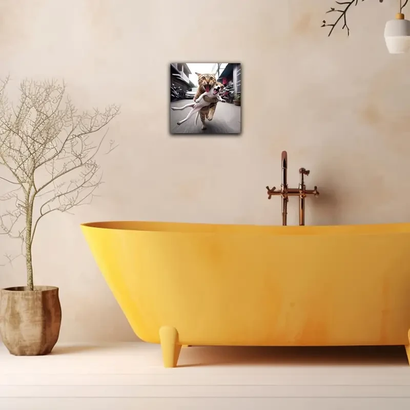 Funny Cat and Dog Art Poster