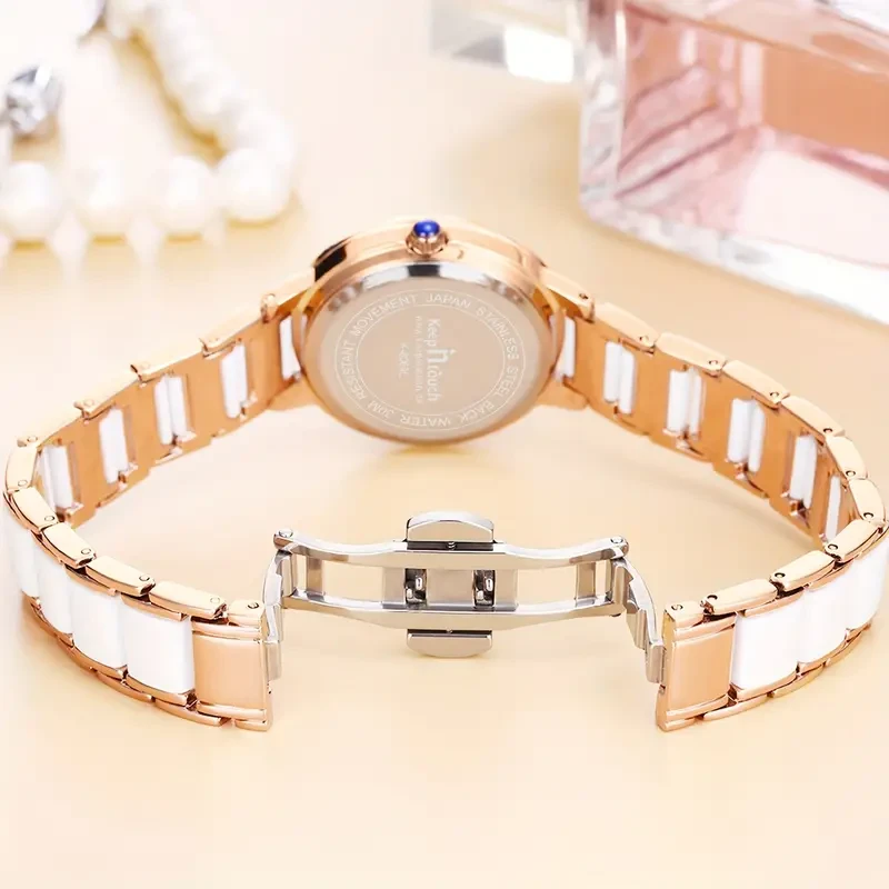 Ladies Ceramic Rose Gold Elegant Watch