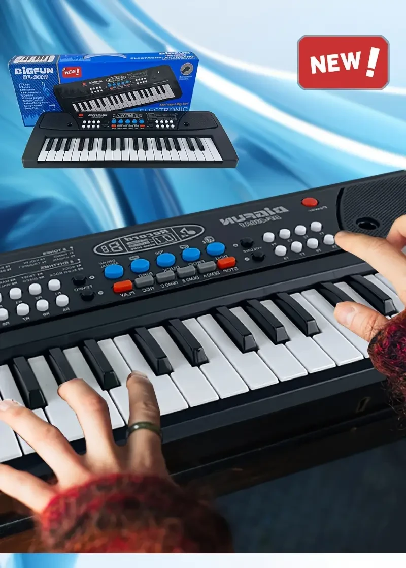 Beginner-Friendly 37-Key Digital Piano Keyboard with Microphone - Perfect for Music Education & Interactive Learning, Battery Powered