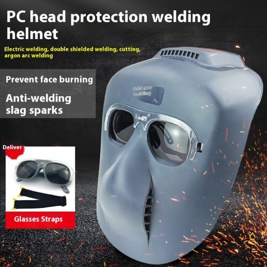 PC Welding Mask Head-mounted Ear Wear Polishing Argon Welding Gas Shielded Welding Protective Mask Radiation-proof Splash