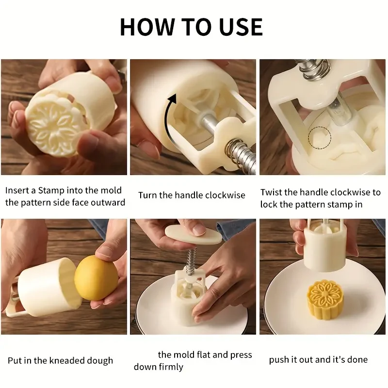 Flowers Moon Cake Mold with 4 Stamps