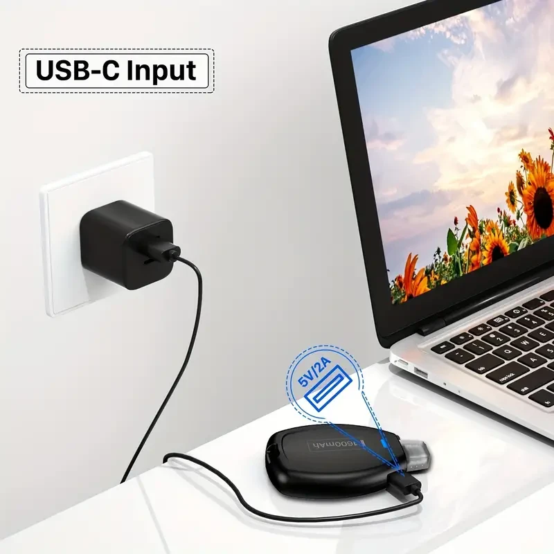 1600mAh USB-C/Type-C Keychain Portable Charger