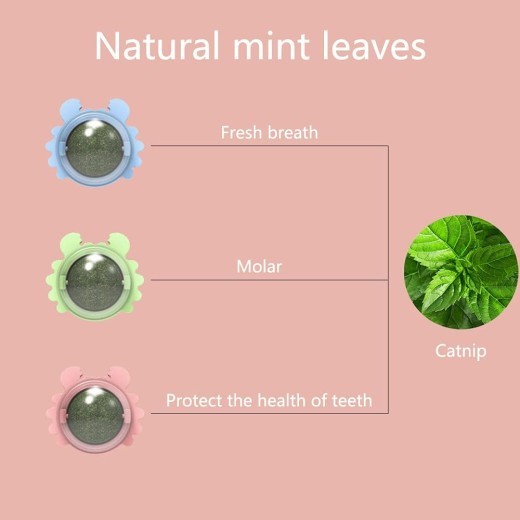 Catnip Wall Ball Piece Cat Toys Edible Cat Licking Toy Cat Chew Toy Teeth Cleaning Cat Bite Toy Rotatable Indoor Cat Toy Cat Wall Decoration