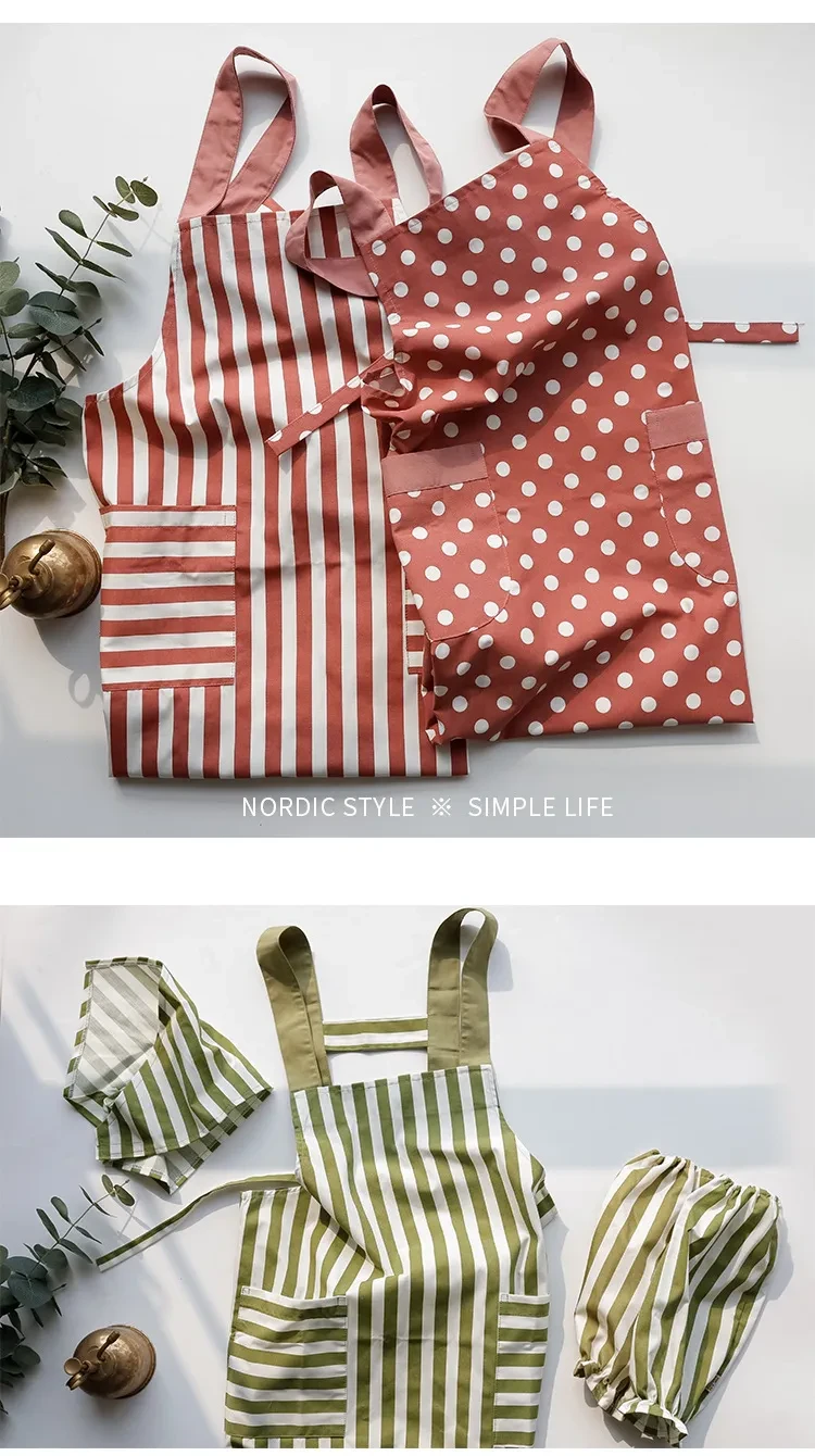Quick-drying Vest-style Polka-dot Stripe Kitchen Apron